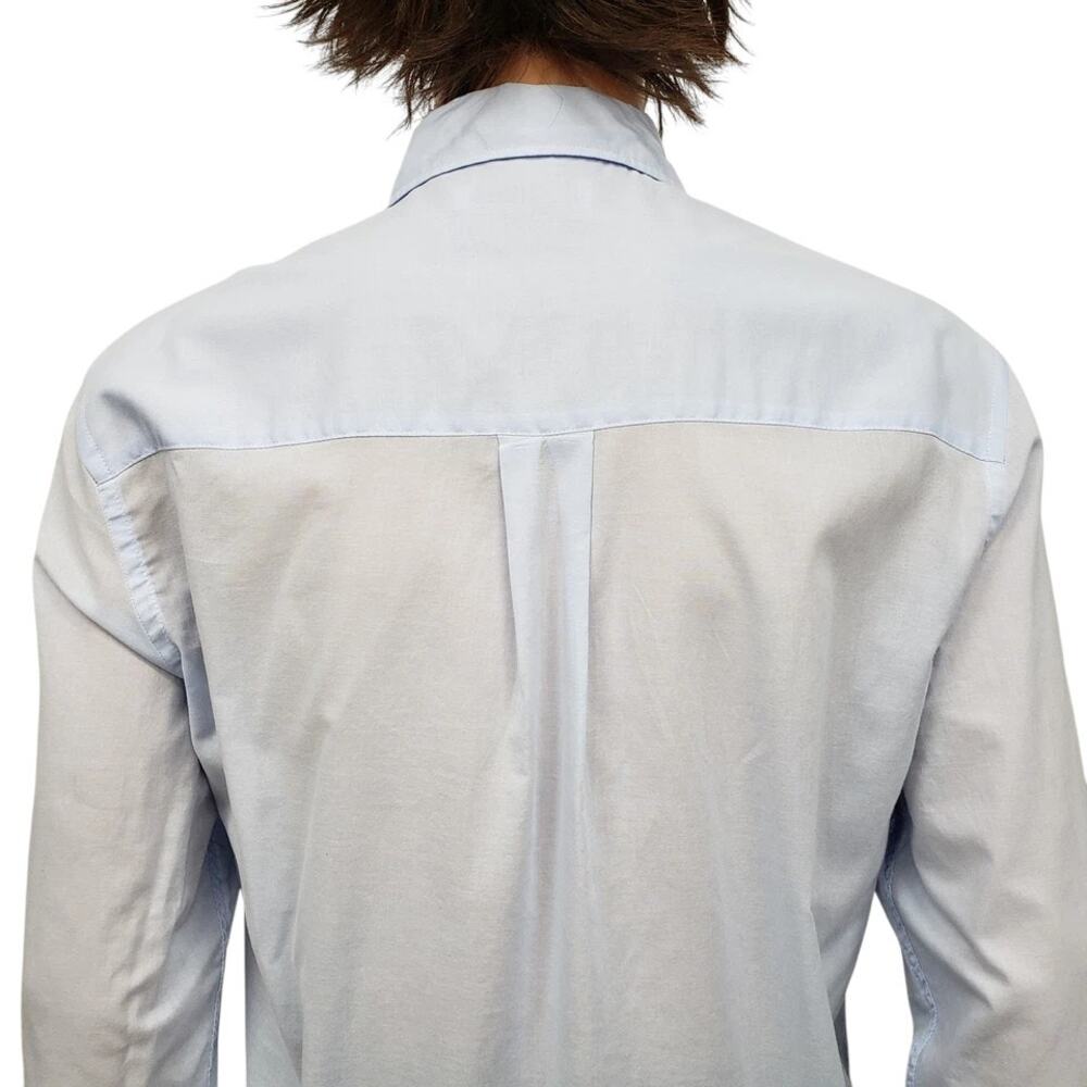 Zara Shirt Men L Light Blue Lightweight Button-down Collar Long Sleeve - Picture 8 of 10